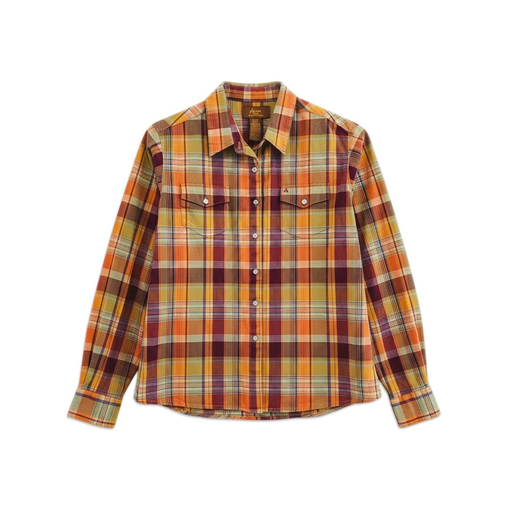 Wrangler Aura Button Down Shirt Women Medium Plaid Western Rodeo Cowgirl Rustic